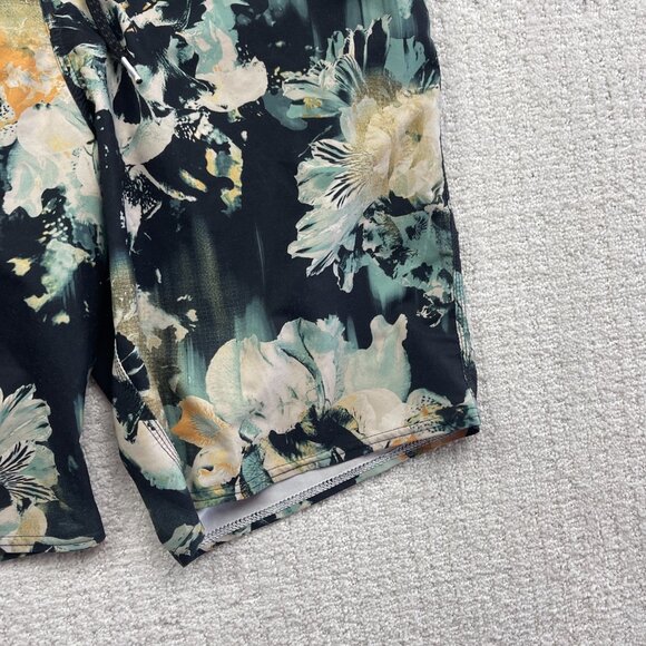 Y2K Oneill Board Shorts Mens 34 Blue / Black Floral Swim Trunks Beach Surfing - Picture 3 of 13